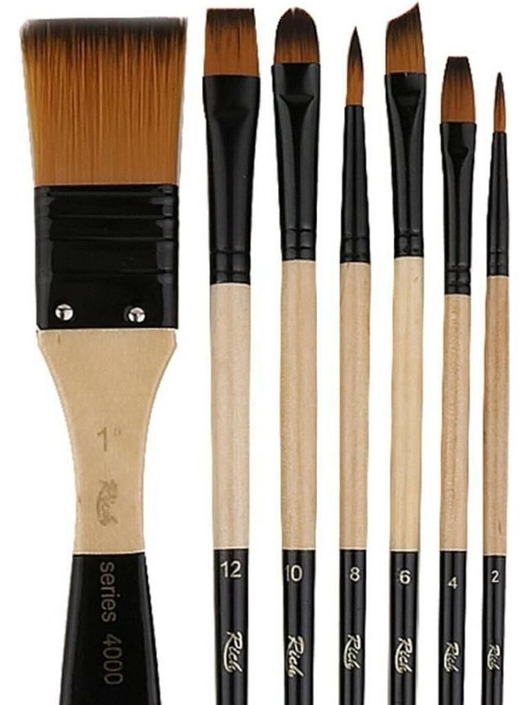 Rich Yeni Seri Standart Kıl Fırça Seti 6’lı – Set 2 Karma Resim Boya Fırçası