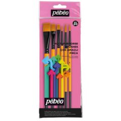 Pebeo 6'lı Bristle Fırça Seti Set-20 – Yuvarlak & Düz Kesik Uçlu, Çok Amaçlı Boya Fırçaları