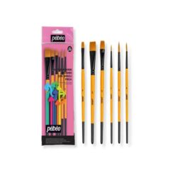 Pebeo 6'lı Bristle Fırça Seti Set-20 – Yuvarlak & Düz Kesik Uçlu, Çok Amaçlı Boya Fırçaları