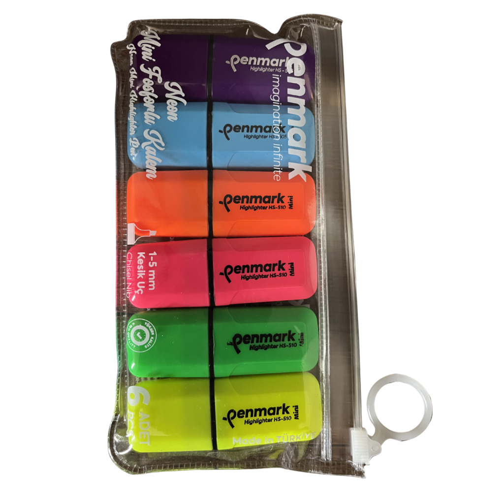 PENMARK FOSFORLU KALEM MINI NEON RENK 6 LI HS510