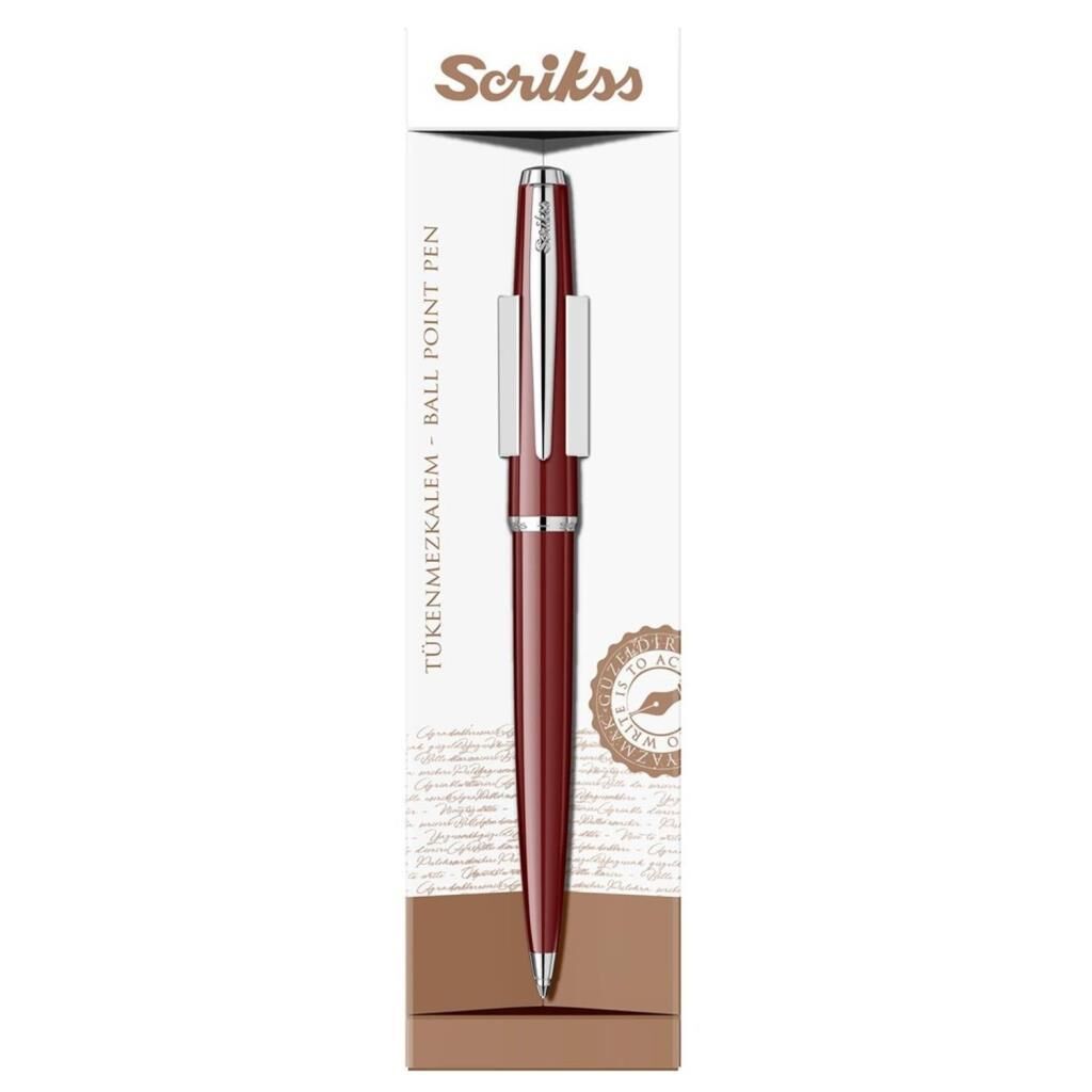 SCRIKSS TUKENMEZ KALEM BORDO KARTON KUTU (33)