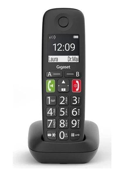 Gigaset E290 Büyük Tuşlu DECT Telsiz Telefon Siyah – Geniş Ekranlı, Yüksek Sesli, ECO DECT