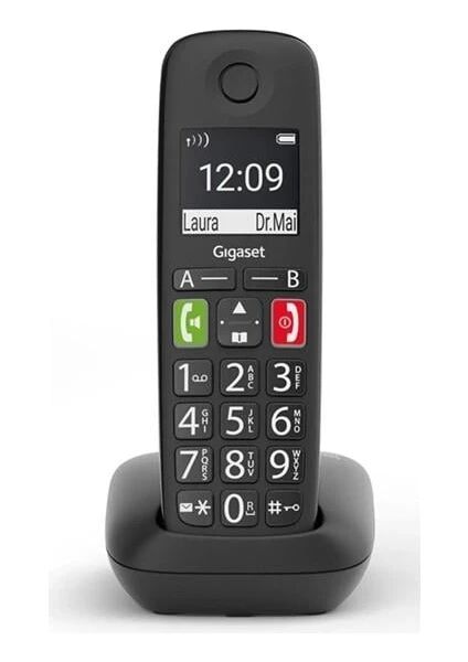 Gigaset E290 Büyük Tuşlu DECT Telsiz Telefon Siyah – Geniş Ekranlı, Yüksek Sesli, ECO DECT