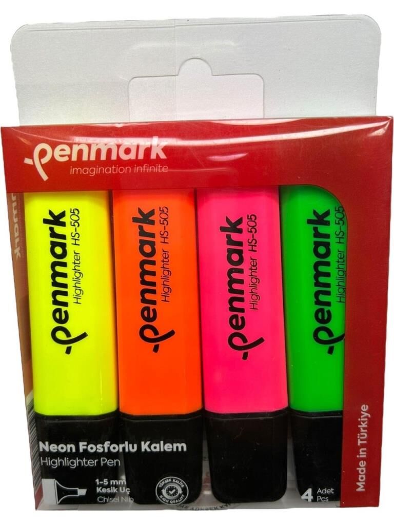 PENMARK FOSFORLU KALEM SET NEON 4 LU HS 505 4N