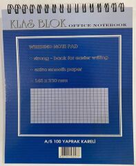 KLAS BLOKNOT A5 KARELI SPIRALLI 100 YAPRAK (0447)