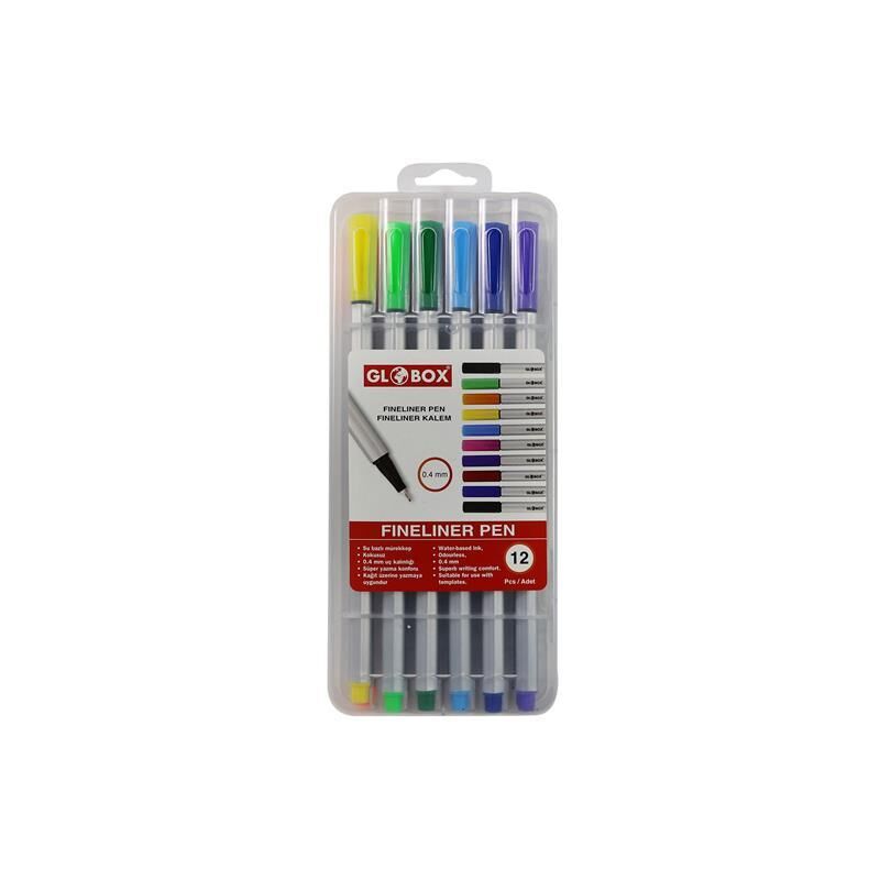 GLOBOX FINELINER INCE UCLU KECELI KALEM 12LU KUTU
