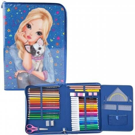 TOP MODEL XXL DOLU KALEM KUTUSU MAVI (7694)