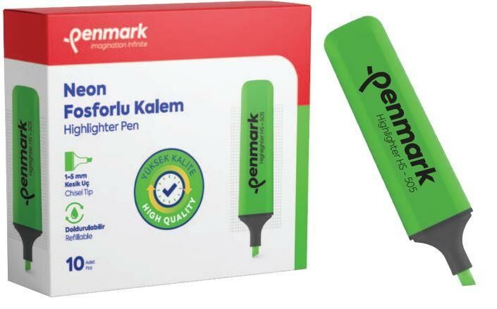PENMARK FOSFORLU KALEM NEON YESIL 10 LU HS 505 02