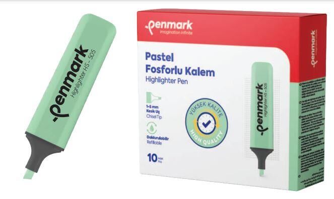 PENMARK FOSFORLU KALEM PASTEL MINT YESILI 10L 505