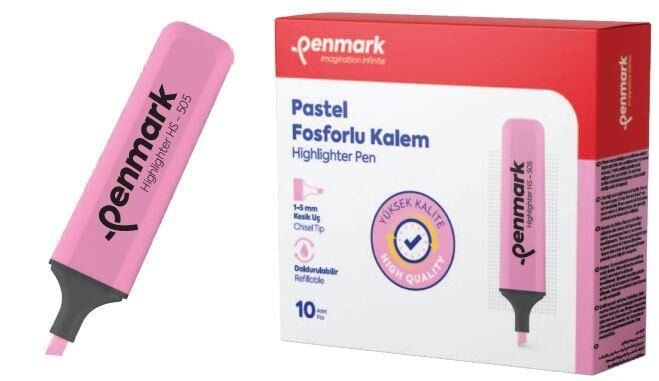 PENMARK FOSFORLU KALEM NEON PEMBE 10LU HS 505 04