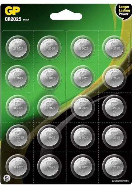 GP CR2025 3V Lityum Düğme Pil 20’li Kart (DL2025 Uyumlu)