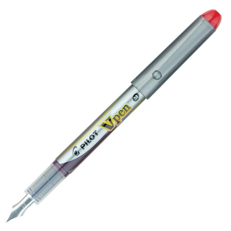 PILOT V-PEN DOLMAKALEM SILVER KIRMIZI