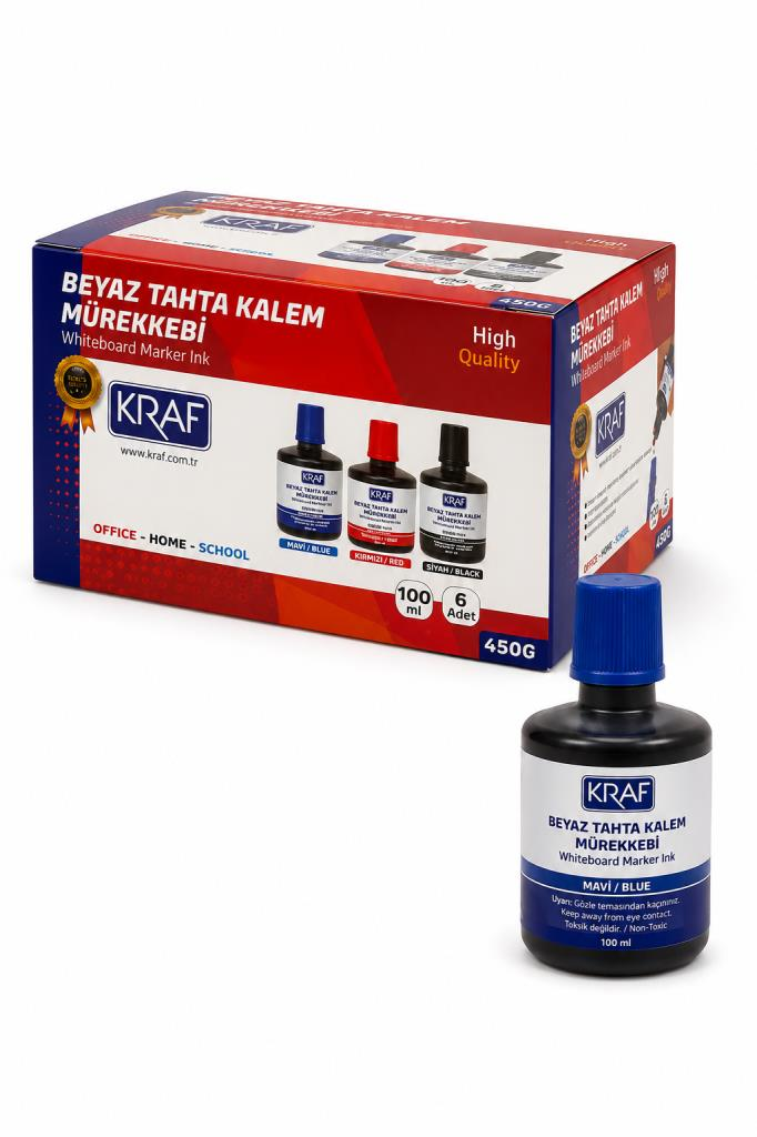 KRAF BEYAZ TAHTA MUREKKEBI 100 cc  MAVI 6 LI KUTU