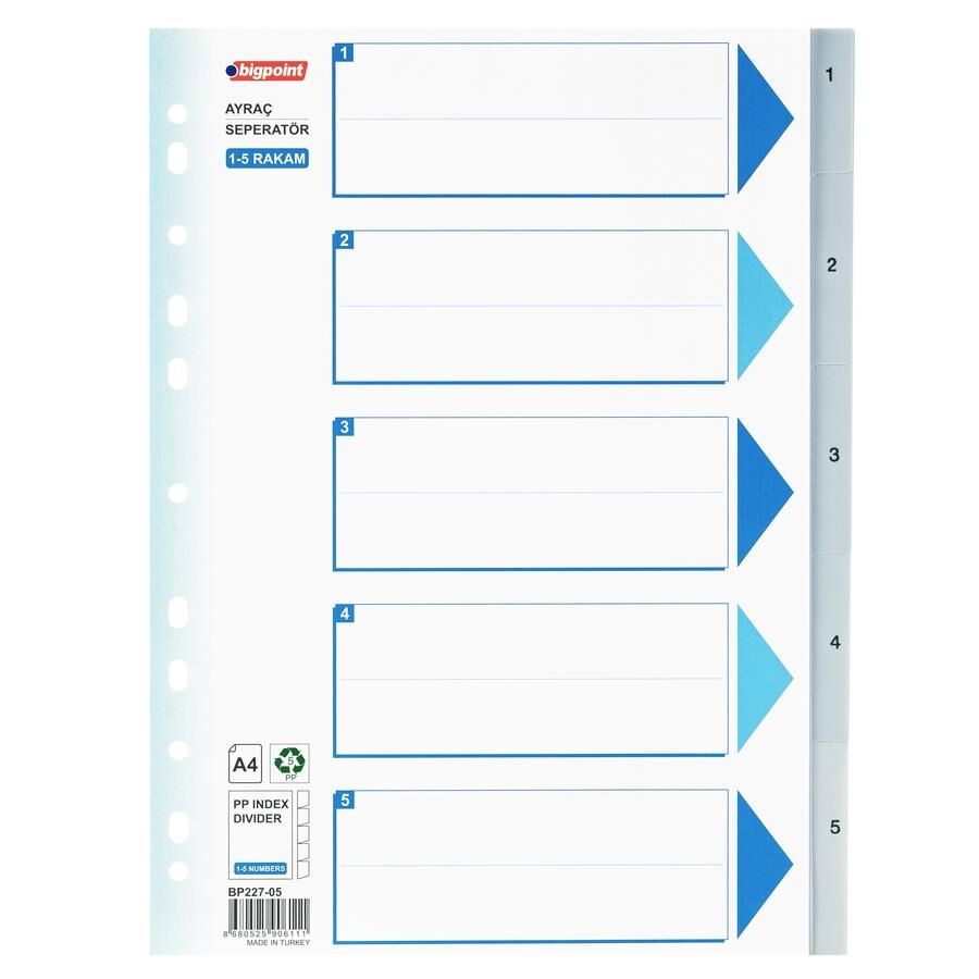 BIGPOIN SEPERATOR  PLASTIK A4 1-5 RAKAM (227-05)