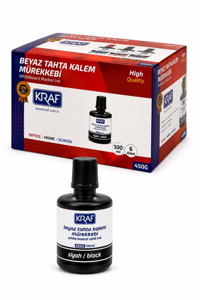 KRAF BEYAZ TAHTA MUREKKEBI 100 cc  SIYAH 6 LI KUTU