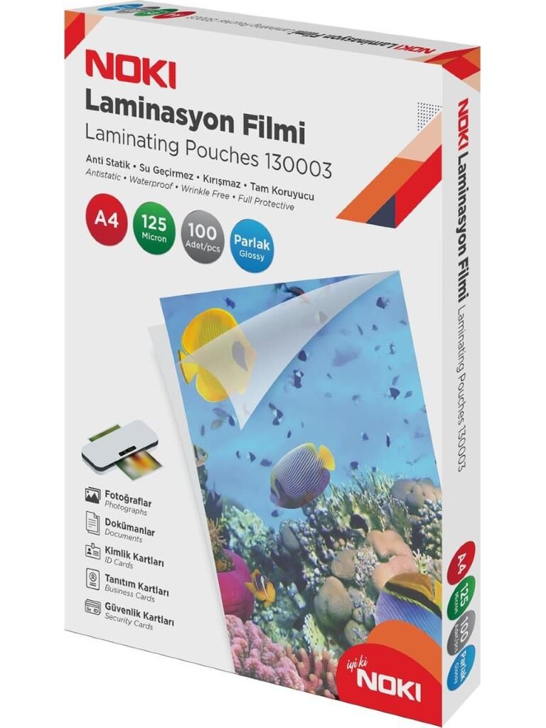 NOKI LAMINASYON FILMI A4 125 MIC. PARLAK 100 LU