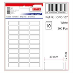 TANEX OFC-107 12X30MM BEYAZ ETIKET