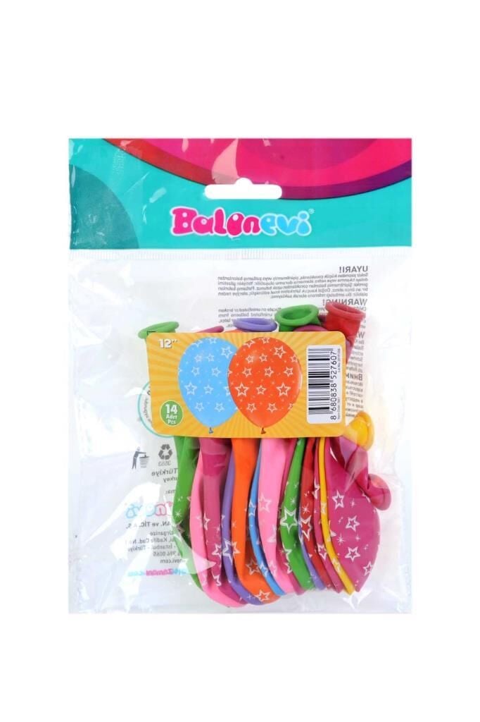 BALONEVI BALON BASKILI YILDIZ 14 LU