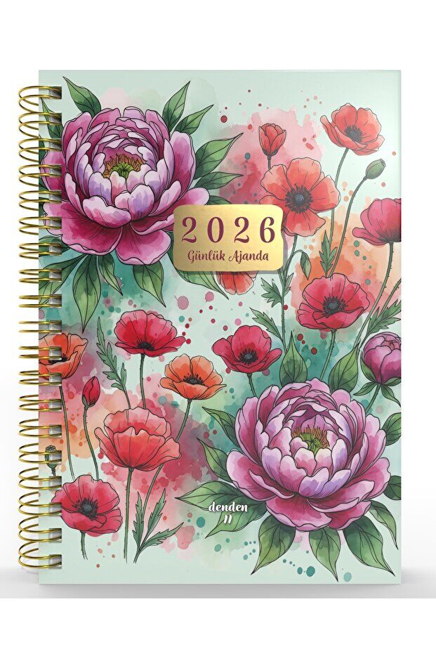YMN Günlük Ajanda 2026 Flowers Spiralli 17x24 cm 320 Sayfa DD-020