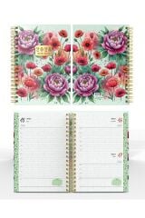 YMN Günlük Ajanda 2026 Flowers Spiralli 17x24 cm 320 Sayfa DD-020
