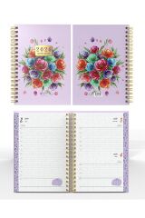 YMN Günlük Ajanda 2026 Flowers Spiralli 17x24 cm 320 Sayfa SPR.5 DD-020