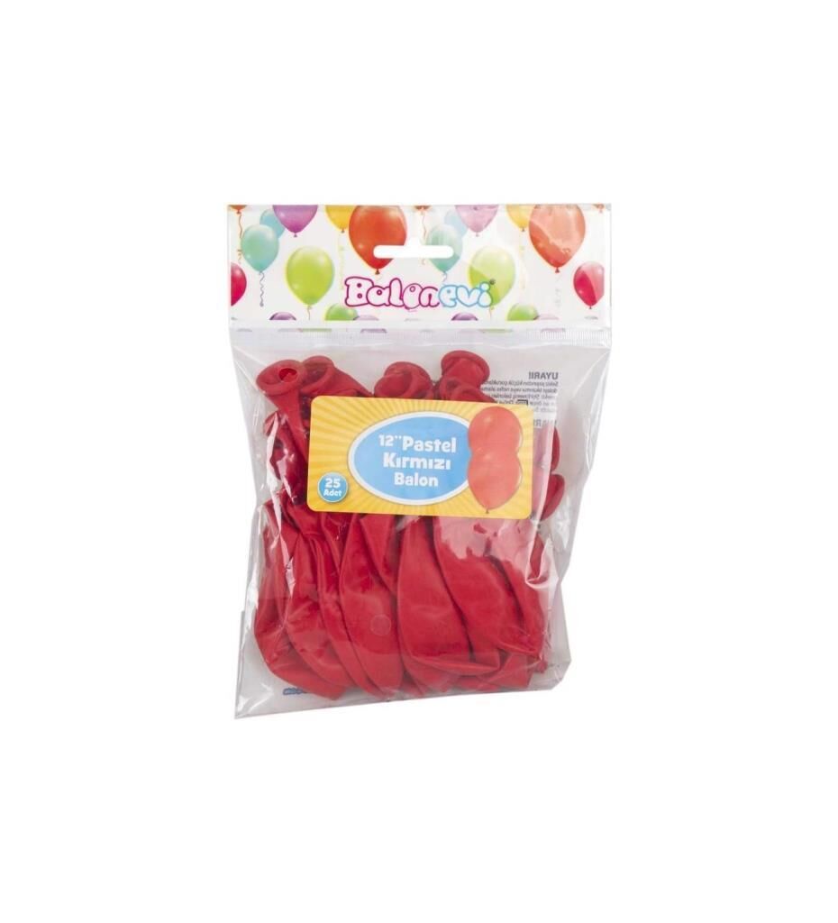BALONEVI BALON PASTEL KIRMIZI 25 LI