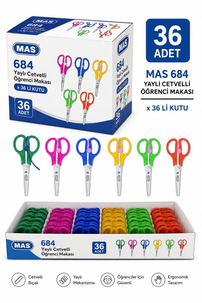MAS OGRENCI MAKASI YAYLI/CETVELLI 36 LI KUTU (684)