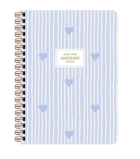 Keskin Akademik Ajanda 2026 Spiralli Mavi Kalp 16x23