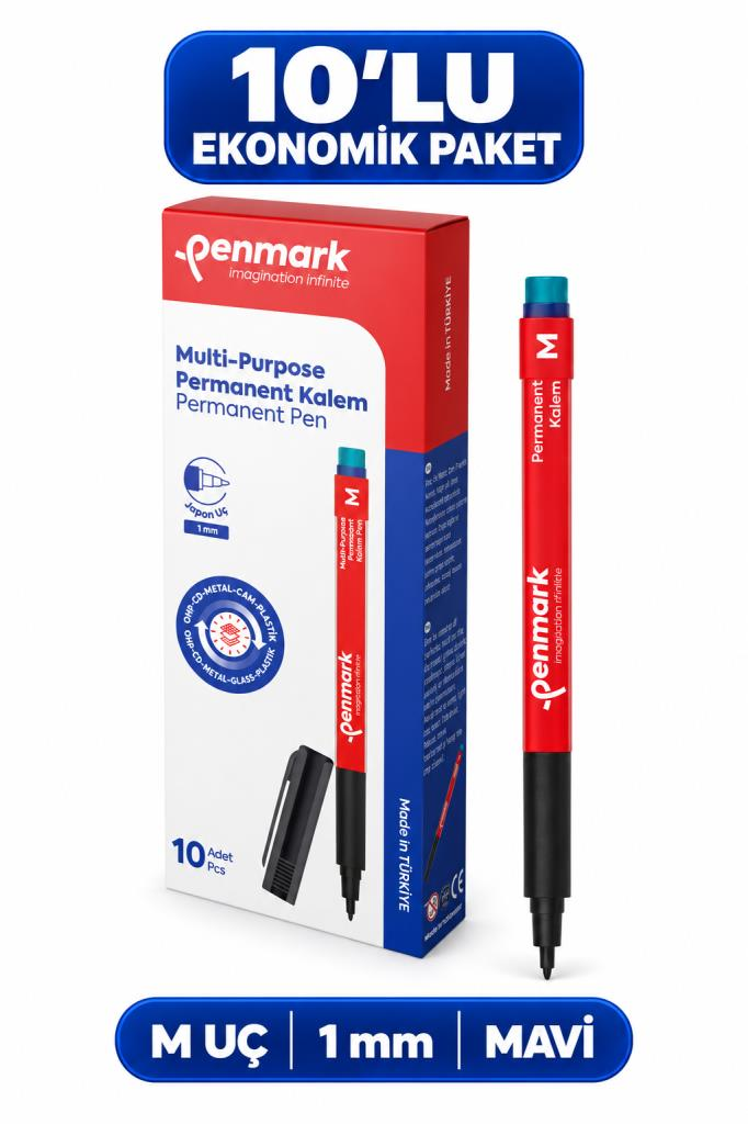 PENMARK ASETAT KALEMI M MAVI HS-206 10 LU KUTU
