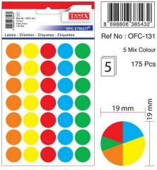 TANEX ETIKET  RENKLI 19MM 350LI (131)
