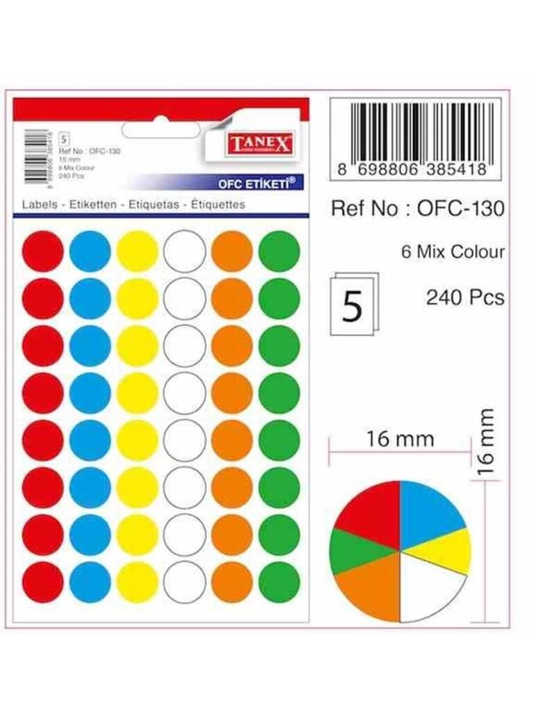 TANEX ETIKET RENKLI 16MM 480LI (130)