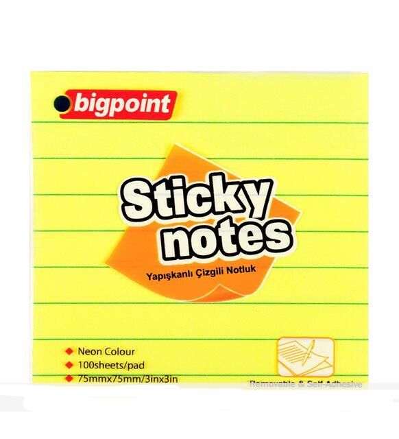 BIGPOINT YAPISKANLI KAGIT 75X75 CIZGILI SARI (810)