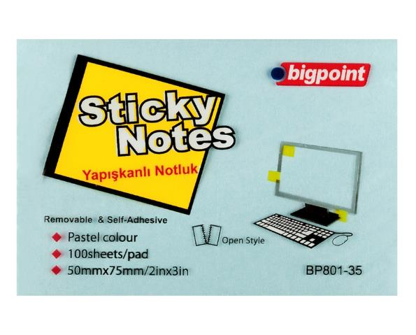 BIGPOINT YAPISKANLI KAGIT 50x75 MAVI 1 LI(801-35)