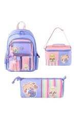 Muggle 3 Bölmeli Okul Sırt Çanta Seti (Beslenme Çantası + Kalemlik)