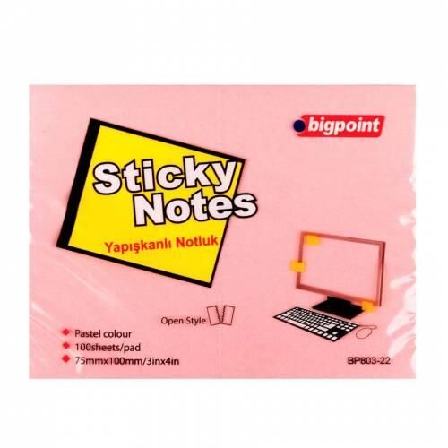 BIGPOINT YAPISKANLI KAGIT 75X100 PEMBE(BP803-22)