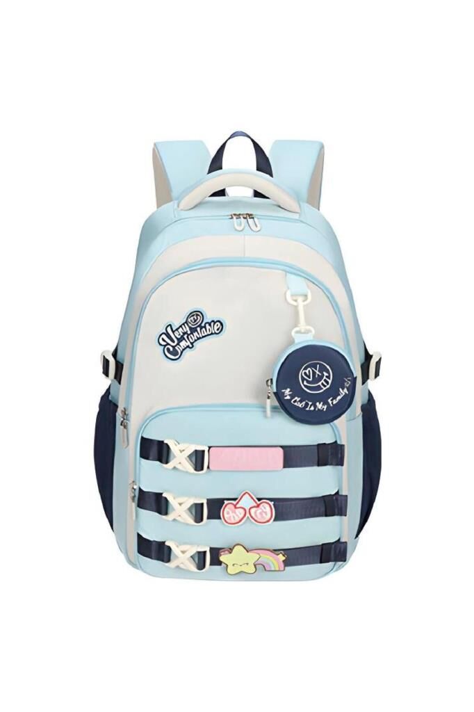 Muggle 3 Bölmeli Very Comfort Kolej Okul Sırt Çantası Turkuaz Lacivert