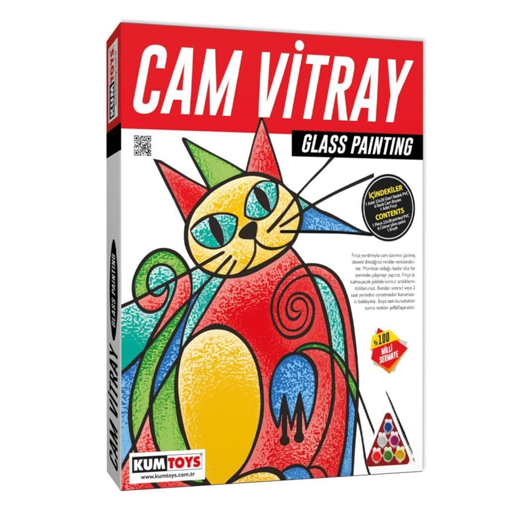 KUMTOYS CAM VITRAY BOYAMA SETI+ BOYA+FIRCA(KM5001)