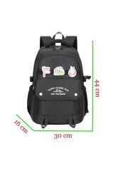 Muggle 3 Bölmeli Happy Camp Kolej Okul Sırt Çantası Siyah