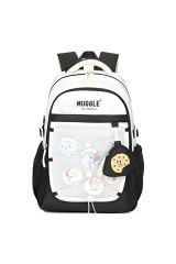 Muggle 3 Bölmeli Anime Girl Kolej Okul Sırt Çantası Siyah