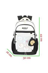 Muggle 3 Bölmeli Anime Girl Kolej Okul Sırt Çantası Siyah