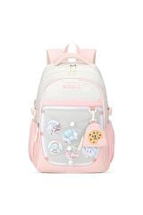 Muggle 3 Bölmeli Anime Girl Kolej Okul Sırt Çantası Pembe