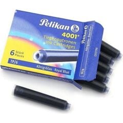 PELIKAN 4001 DOLMAKALEM KARTUSU MAVI KISA 6LI