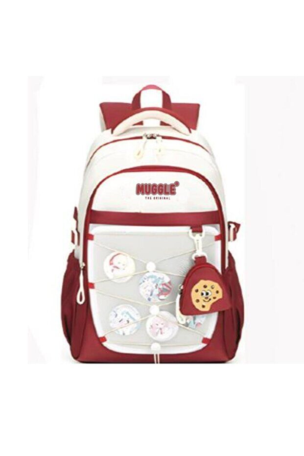 Muggle 3 Bölmeli Anime Girl Kolej Okul Sırt Çantası Bordo