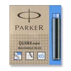 PARKER QUINK DOLMA KALEM KARTUSU KISA MAVI 6 LI