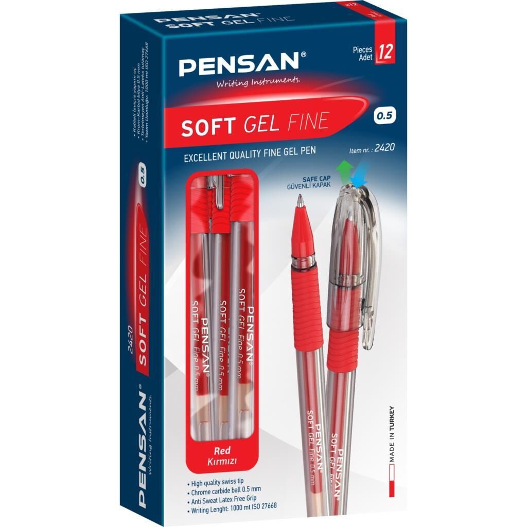 PENSAN TÜKENMEZ SOFT FINE 0.5 2420 KIRMIZI 12 LI
