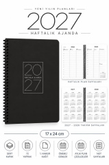 KESKIN AJANDA 17x24 HAFTALIK SPIRALLI SIYAH 2027