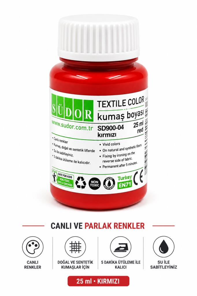 SUDOR KUMAS BOYASI 25ml. KIRMIZI