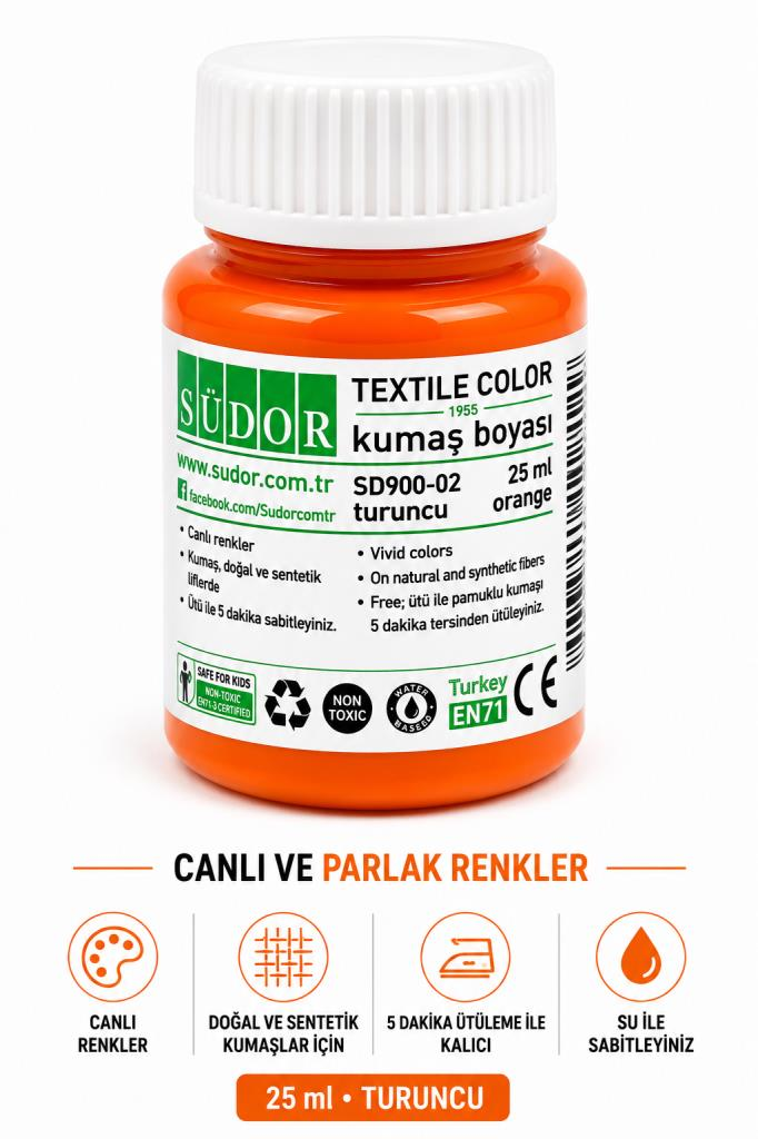 SUDOR KUMAS BOYASI 25ml. TURUNCU