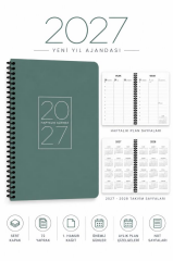 KESKIN AJANDA 20x28 HAFTALIK SPIRALLI YESIL 2027
