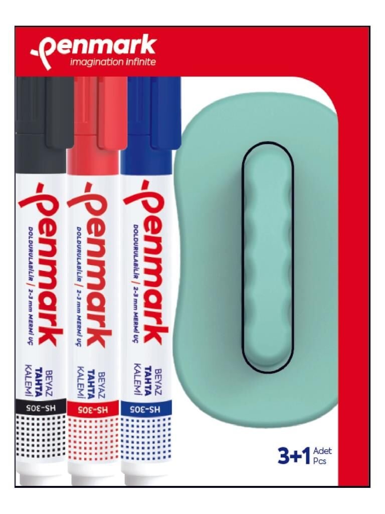 PENMARK TAHTA KALEMI 3 LU + SILGI BLS. 305-TK 3S